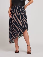 Yours Curve Black Asymetric Mesh Skirt - Image 1 of 5