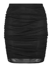 Yours Curve Black LONDON Leopard Print Gathered Mesh Skirt - Image 5 of 5