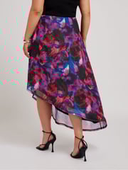 Yours Curve Purple Asymetric Mesh Skirt - Image 3 of 5
