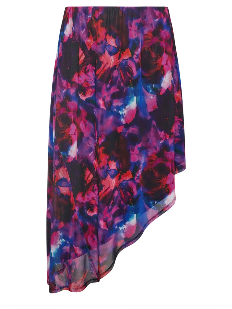 Yours Curve Purple Asymetric Mesh Skirt - Image 5 of 5