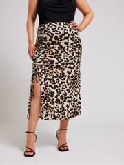 Yours Curve Brown Ruched Skirt - Image 1 of 6