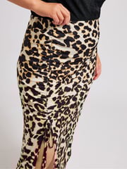 Yours Curve Brown Ruched Skirt - Image 5 of 6