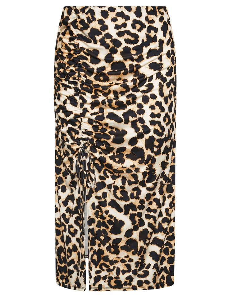 Yours Curve Brown Ruched Skirt - Image 6 of 6