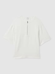 Reiss Ivory Via Relaxed Half-Zip T-Shirt - Image 2 of 6