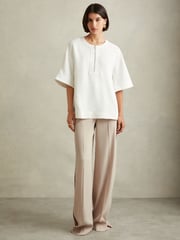 Reiss Ivory Via Relaxed Half-Zip T-Shirt - Image 3 of 6