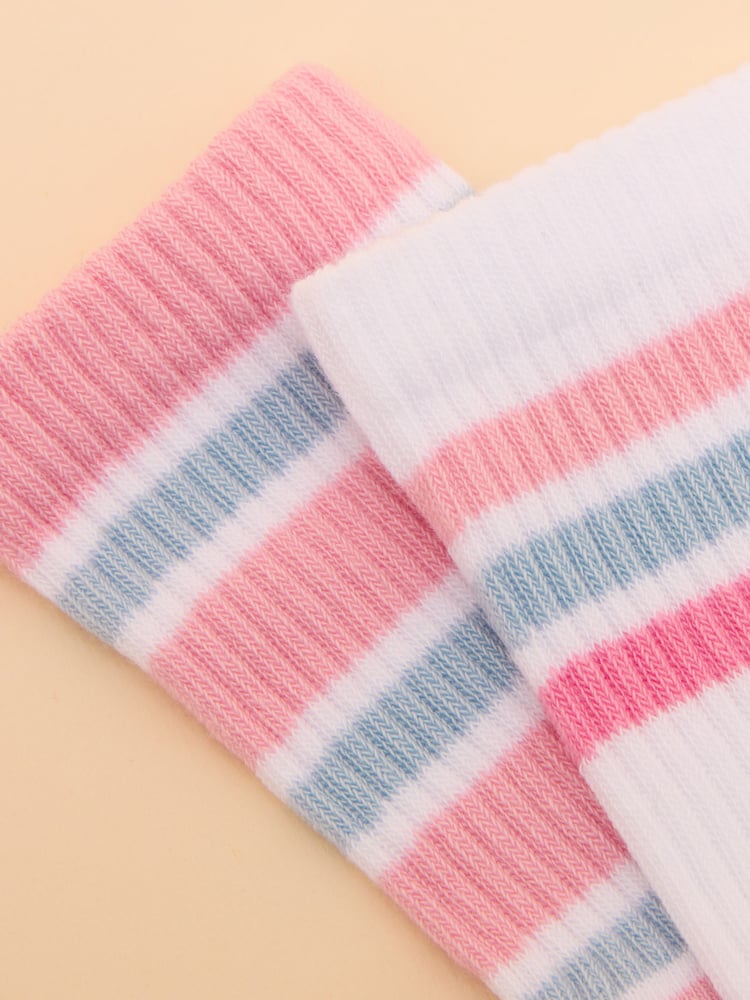 Joules Kids' Volley Pink & Blue Pack of Two Tennis Socks - Image 3 of 3