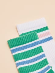 Joules Kids' Volley Green & Blue Pack of Two Tennis Socks - Image 2 of 4