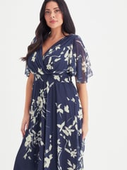 Scarlett & Jo Navy Blue & Cream Julie Hanky Hem Dress - Image 3 of 5