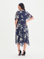 Scarlett & Jo Navy Blue & Cream Julie Hanky Hem Dress - Image 5 of 5