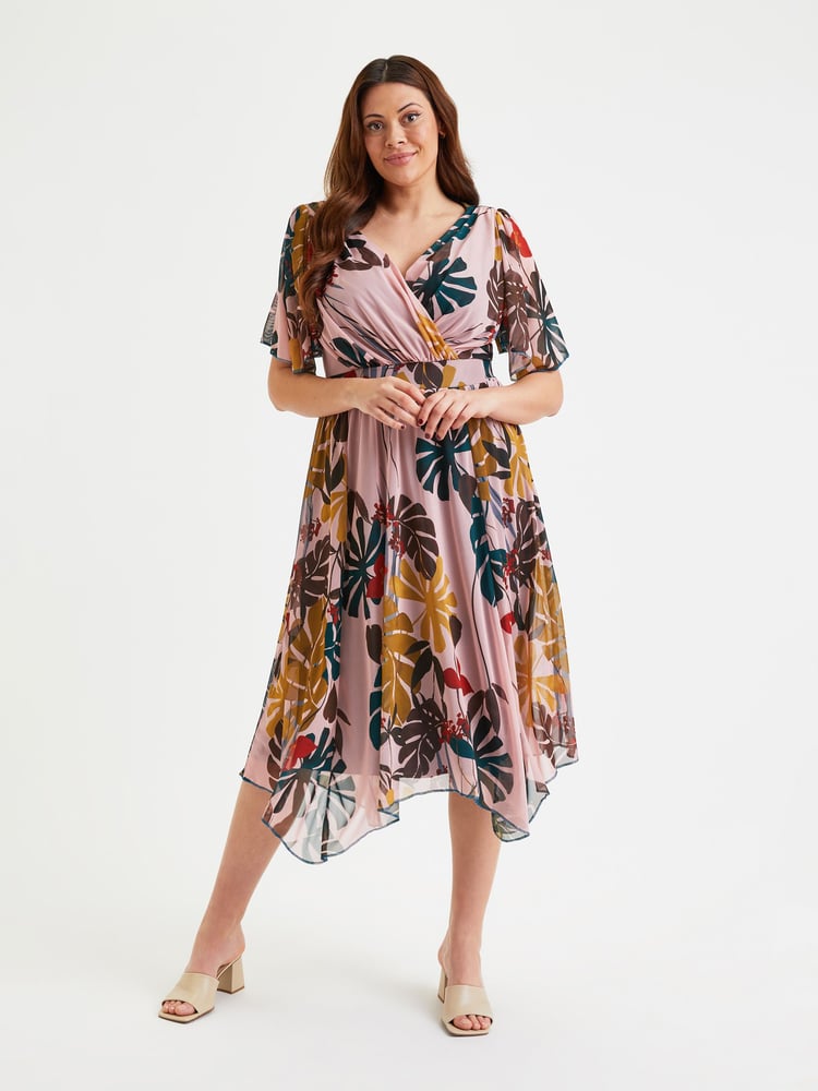 Scarlett & Jo Pink Multi Tropical Julie Hanky Hem Dress - Image 1 of 5