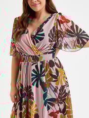 Scarlett & Jo Pink Multi Tropical Julie Hanky Hem Dress - Image 3 of 5
