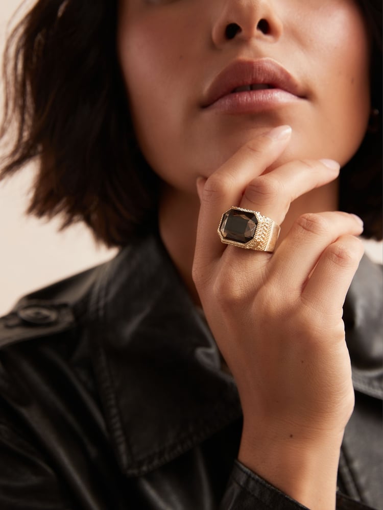 Grey Gold Tone Cocktail Ring Made With Recycled Zinc - Image 1 of 2