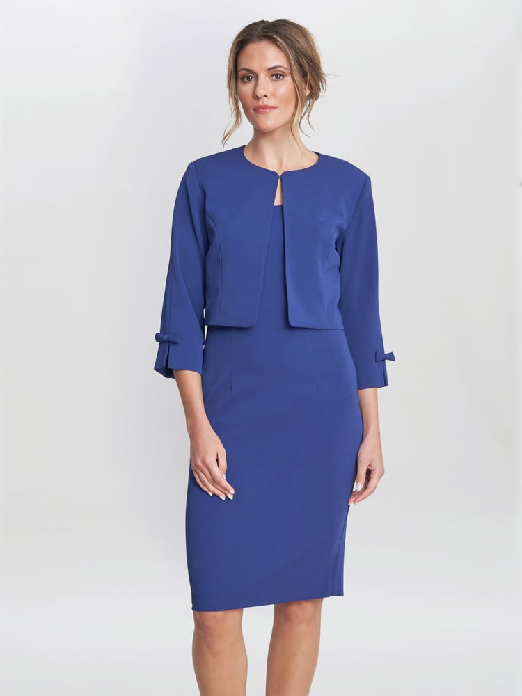 Gina Bacconi Blue Corinne Crepe Dress And Jacket - Image 1 of 6