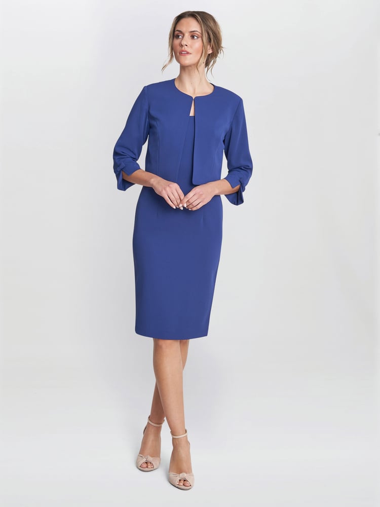 Gina Bacconi Blue Corinne Crepe Dress And Jacket - Image 2 of 6