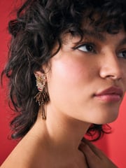 Brown Christmas Reindeer Beaded Earrings - Image 3 of 5
