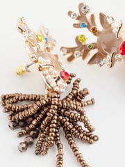 Brown Christmas Reindeer Beaded Earrings - Image 5 of 5