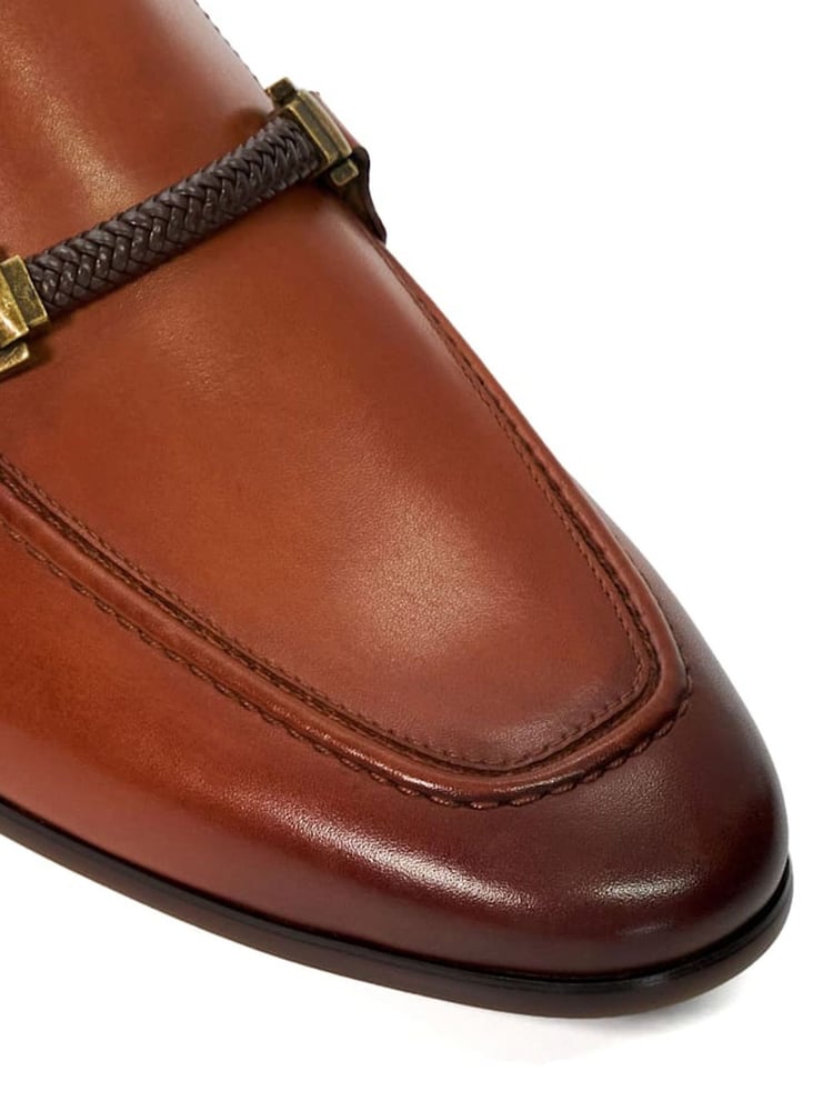 Dune London Tan Brown Scilly Woven Trim Loafers - Image 7 of 7