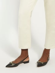 Dune London Black Wide Fit Hopeful Branded-Snaffle-Trim Ballet Shoes - Image 1 of 8