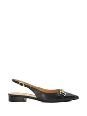 Dune London Black Wide Fit Hopeful Branded-Snaffle-Trim Ballet Shoes - Image 3 of 8