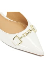 Dune London White Hopeful Branded-Snaffle-Trim Ballet Shoes - Image 7 of 8