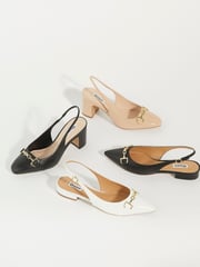 Dune London White Hopeful Branded-Snaffle-Trim Ballet Shoes - Image 8 of 8
