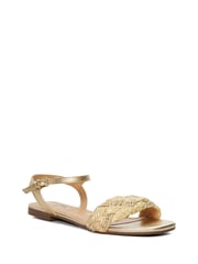 Dune London Gold Lastle Embellished Raffia Flat Sandals - Image 4 of 8