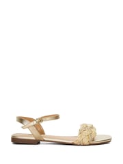 Dune London Gold Lastle Embellished Raffia Flat Sandals - Image 5 of 8