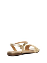 Dune London Gold Lastle Embellished Raffia Flat Sandals - Image 6 of 8