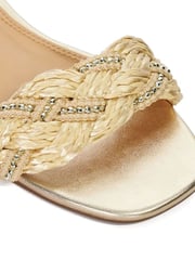Dune London Gold Lastle Embellished Raffia Flat Sandals - Image 8 of 8