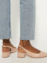 Dune London Pink Casing Sling Back Block Heel Sandals - Image 1 of 7