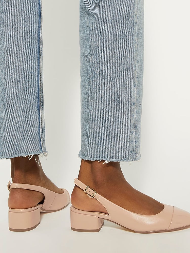Dune London Pink Casing Sling Back Block Heel Sandals - Image 1 of 7