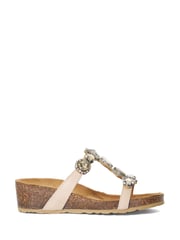 Dune London Cream Kaleidoscopes Jewel T-Bar Wedge Sandals - Image 3 of 7