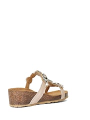 Dune London Cream Kaleidoscopes Jewel T-Bar Wedge Sandals - Image 5 of 7