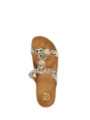 Dune London Cream Kaleidoscopes Jewel T-Bar Wedge Sandals - Image 6 of 7