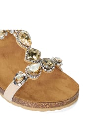 Dune London Cream Kaleidoscopes Jewel T-Bar Wedge Sandals - Image 7 of 7