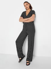 Long Tall Sally Black Spot Wrap Jumpsuit - Image 2 of 5