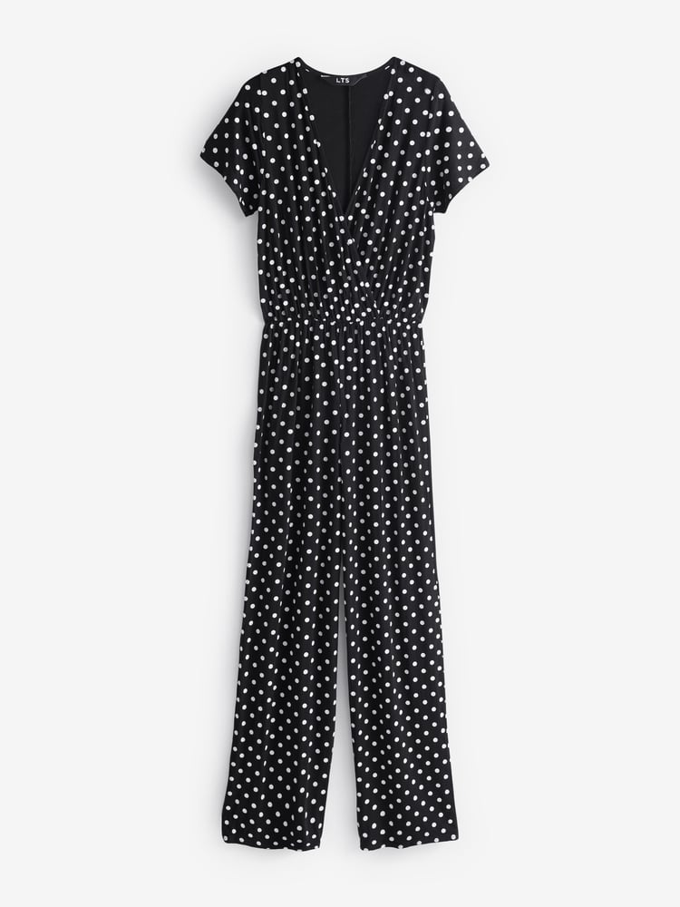 Long Tall Sally Black Spot Wrap Jumpsuit - Image 5 of 5