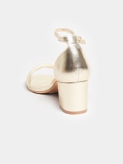 Long Tall Sally Gold Faux Leather Block Heel Sandals - Image 3 of 5