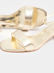 Long Tall Sally Gold Faux Leather Block Heel Sandals - Image 4 of 5