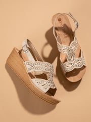 Pavers Wedge Heel White Sandals - Image 2 of 7