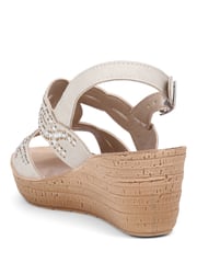 Pavers Wedge Heel White Sandals - Image 5 of 7