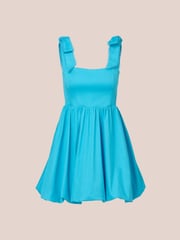 Adrianna Papell Blue Tie Shoulder 100% Cotton Bubble Dress - Image 3 of 4