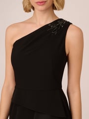 Adrianna Papell Studio Beaded Knit Crepe Black Dress - Image 4 of 7