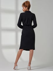 Jolie Moi Black Wrap Ruched Reveka Shirt Dress - Image 2 of 6