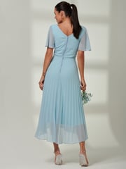 Jolie Moi Blue Elene Pleated High Low Chiffon Maxi Dress - Image 2 of 6