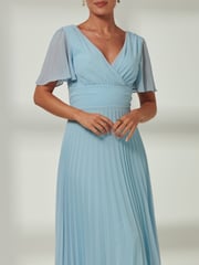Jolie Moi Blue Elene Pleated High Low Chiffon Maxi Dress - Image 3 of 6