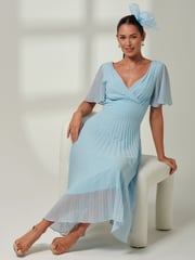 Jolie Moi Blue Elene Pleated High Low Chiffon Maxi Dress - Image 5 of 6