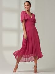Jolie Moi Pink Elene Pleated High Low Chiffon Maxi Dress - Image 5 of 6
