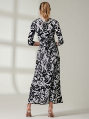 Jolie Moi Black Front Knot Abstract Maxi Dress - Image 2 of 6