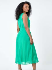 Roman Green Pleated Midi Dress - Image 3 of 5